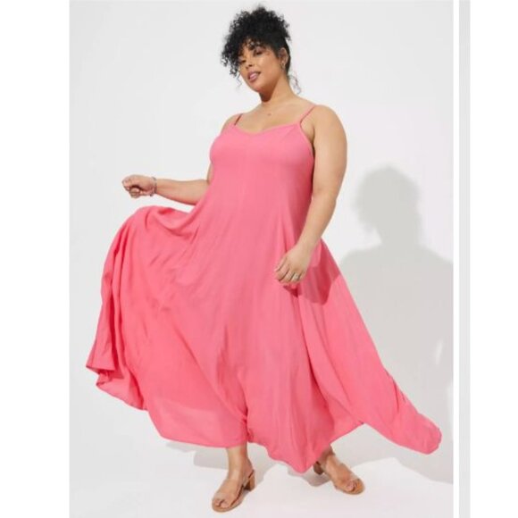 Torrid Women's Pink Maxi Challis Trapeze Dress Size 2X (18-20) NWT - Picture 1 of 8